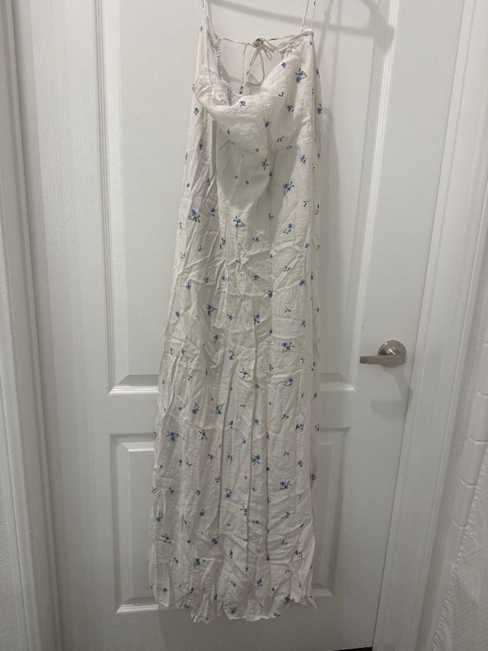Blue and white summer dress strapless